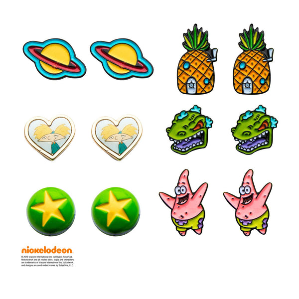 Classic Nickelodeon Characters Stud Earrings 6-Pair Set