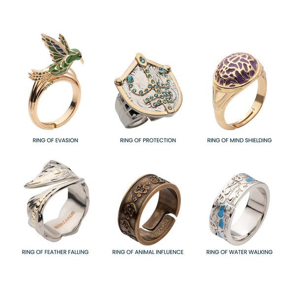 Dungeons and Dragons Adjustable 6-Piece Ring Set