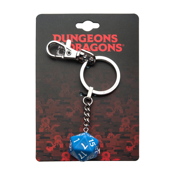 Dungeons & Dragons Stainless Steel Blue Dice Keychain