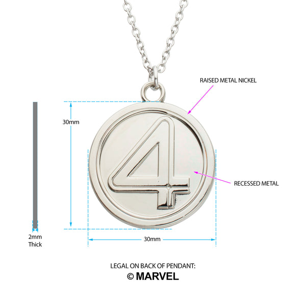 Marvel The Fantastic Four Movie Logo Necklace – Raised Metal 3D Pendant Collectible