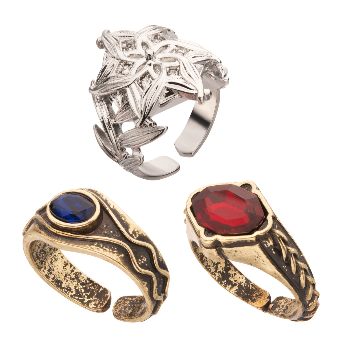 The Lord of the Rings Three Elven Adjustable Ring Set