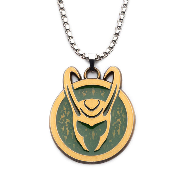 Marvel LOKI Helmet Medallion Symbol Necklace