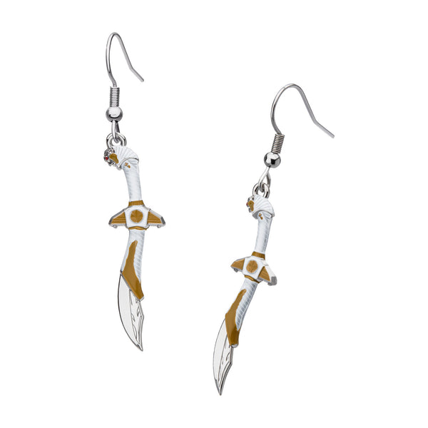 Mighty Morphin Power Rangers White Dragon Sword Drop Earrings
