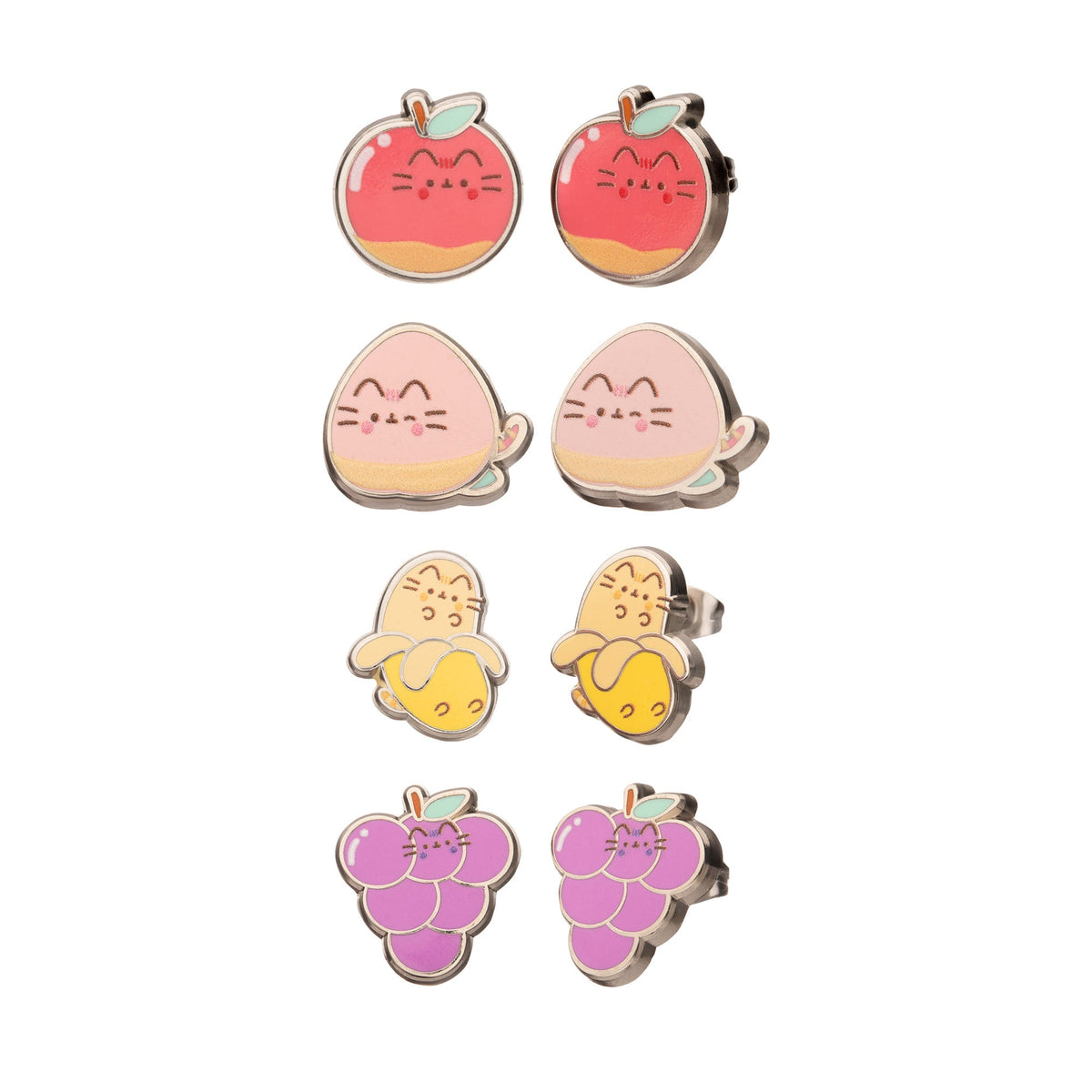 Pusheen Fruits 4-pair in a pack Stud Earrings Sets