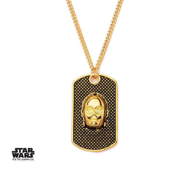 Star Wars 3D C-3PO Face Dog Tag Pendant Necklace