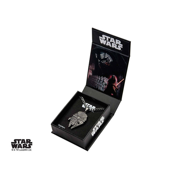 Star Wars Black Plated Millennium Falcon Pendant Necklace