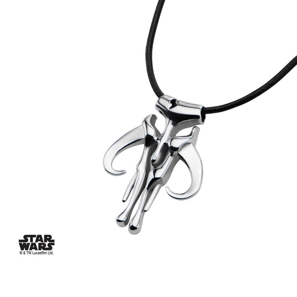 Star Wars Mandalorian Mythosaur Skull Pendant with Leather Cord Necklace