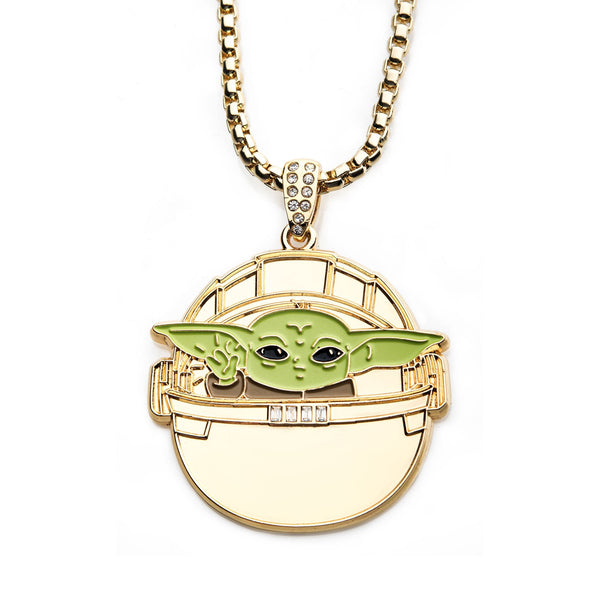 Star Wars: The Mandalorian Grogu (AKA: Baby Yoda/ The Child) Gold Plated Pendant Necklace
