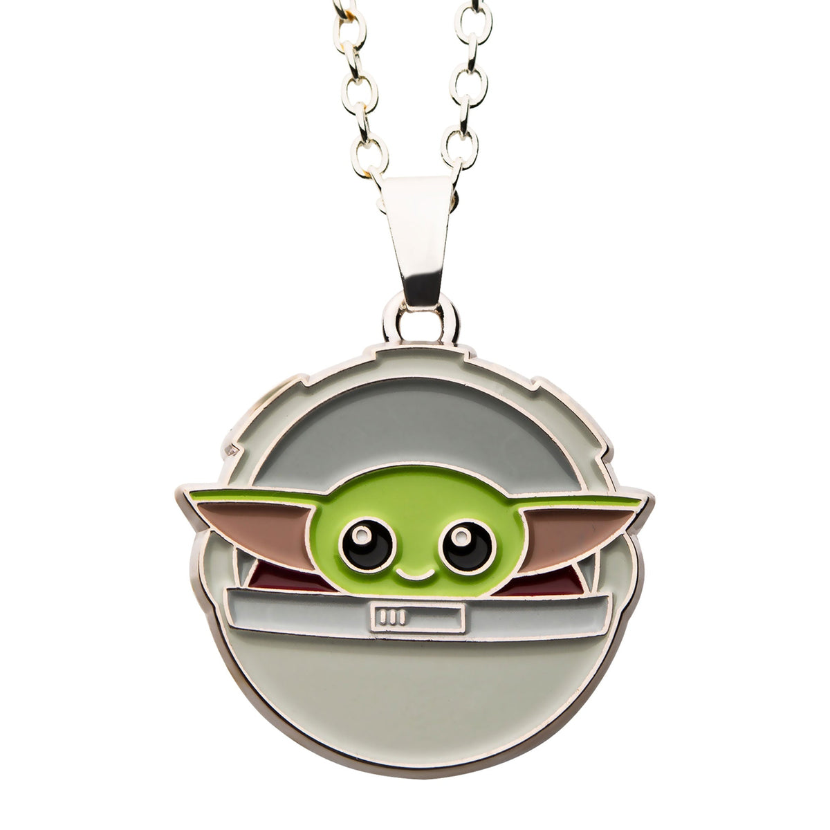 Star Wars: The Mandalorian Grogu (AKA: Baby Yoda/ The Child) Silver Plated Pendant Necklace