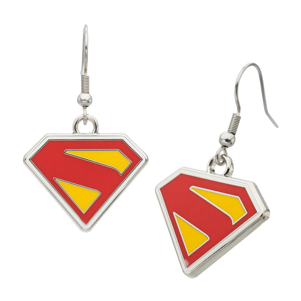 Superman Shield Dangle Earrings
