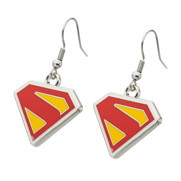 Superman Shield Dangle Earrings