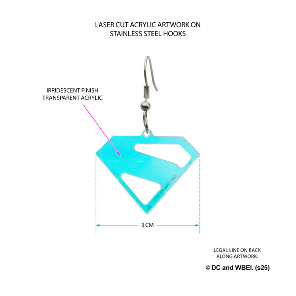 Superman Iridescent Transparent Earrings