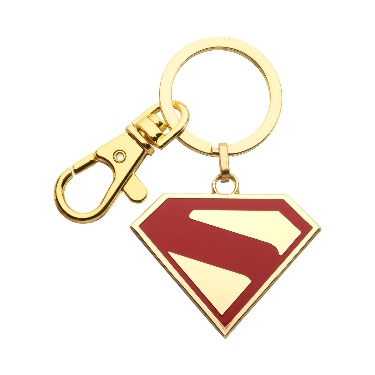 Superman Movie Logo Keychain – Gold & Red Enamel Collectible