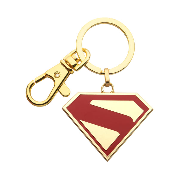 Superman Movie Logo Keychain – Gold & Red Enamel Collectible