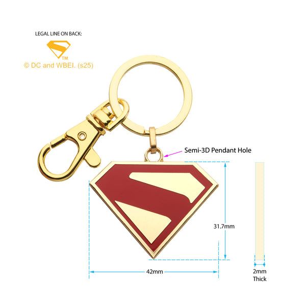 Superman Movie Logo Keychain – Gold & Red Enamel Collectible