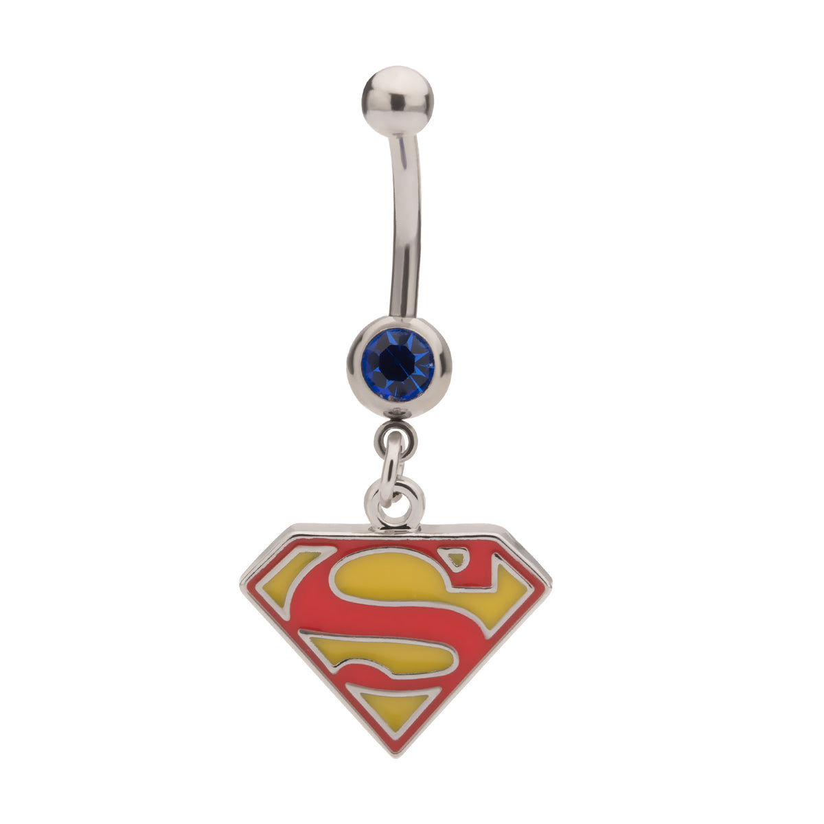 DC Comics Red/Yellow Superman Logo with Gem Dangle Navel