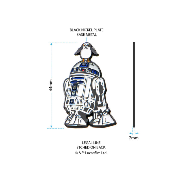 Star Wars Episode 8 R2-D2 and Porg Enamel Lapel Pin