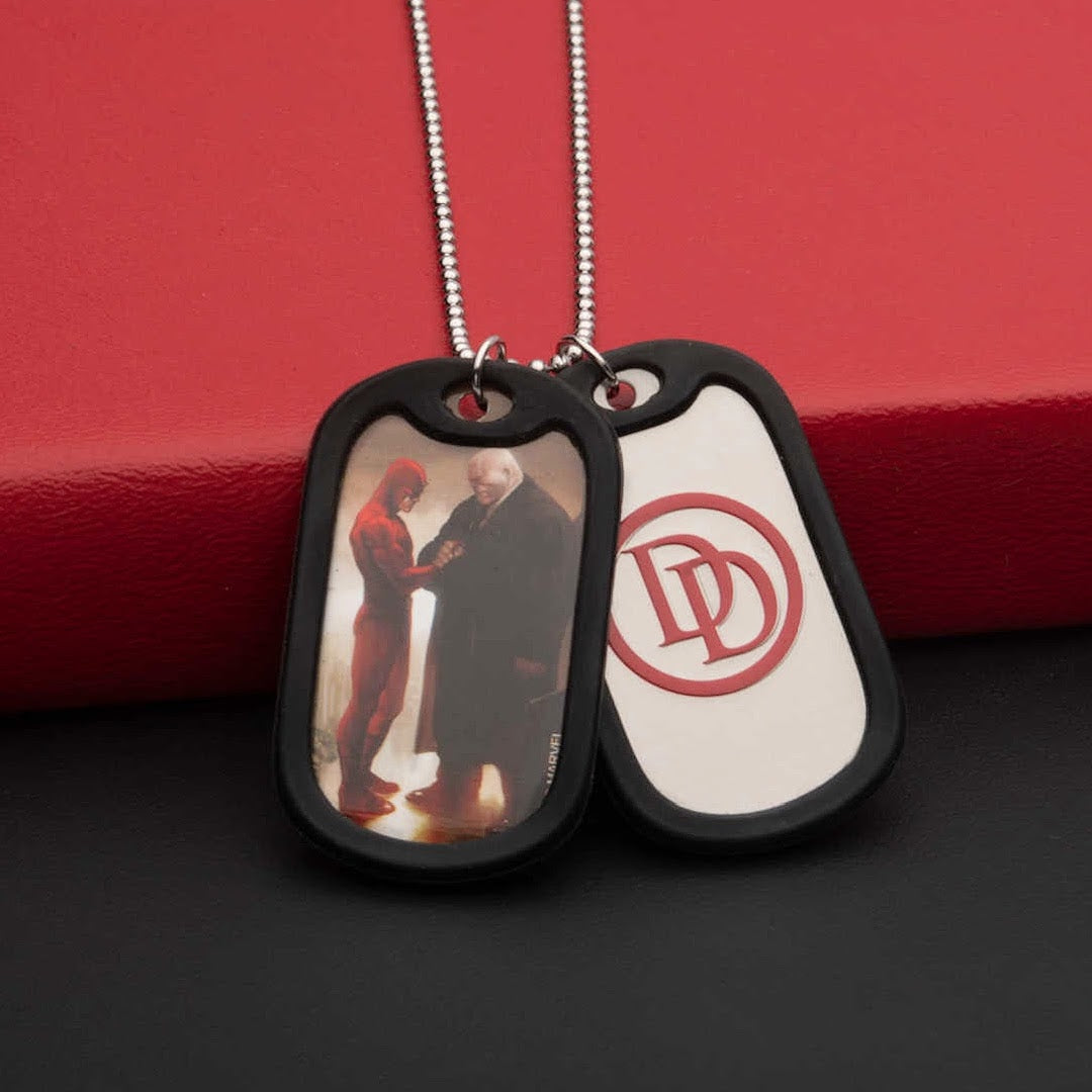 Marvel Daredevil Graphic Logo Front with Rubber Silencer Double Dog Tag Pendant Necklace [NOT AVAILABLE]