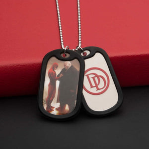 Marvel Daredevil Graphic Logo Front with Rubber Silencer Double Dog Tag Pendant Necklace [NOT AVAILABLE]
