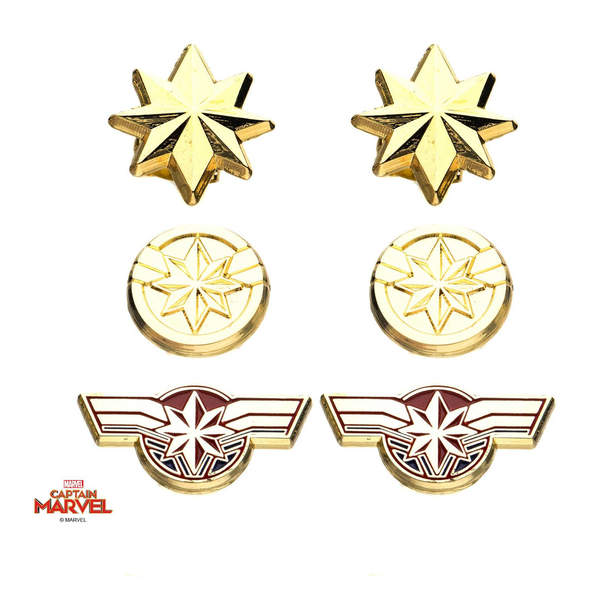 Captain Marvel Stud Earrings Set