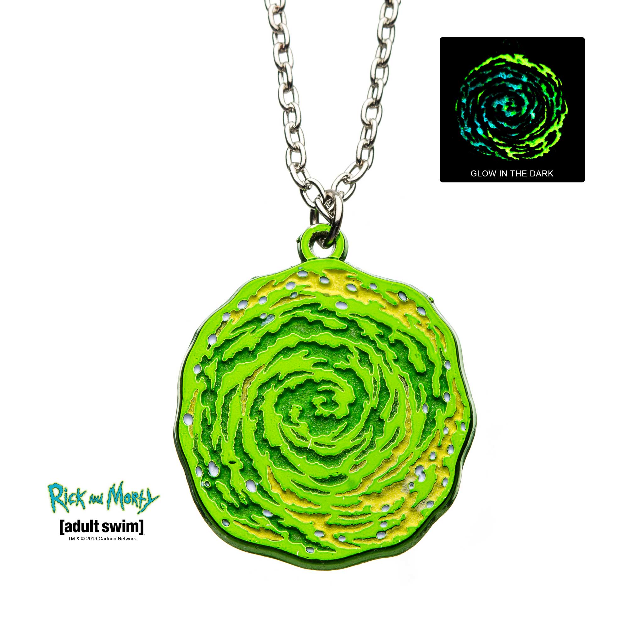 Cartoon Network Rick and Morty Glow in the Dark Portal Enamel Necklace