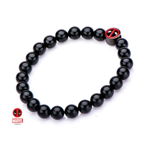 Marvel Deadpool with Black Agate Beads Bracelet