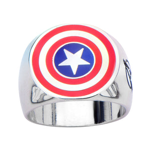 Marvel Multi Color Captain America Logo Ring