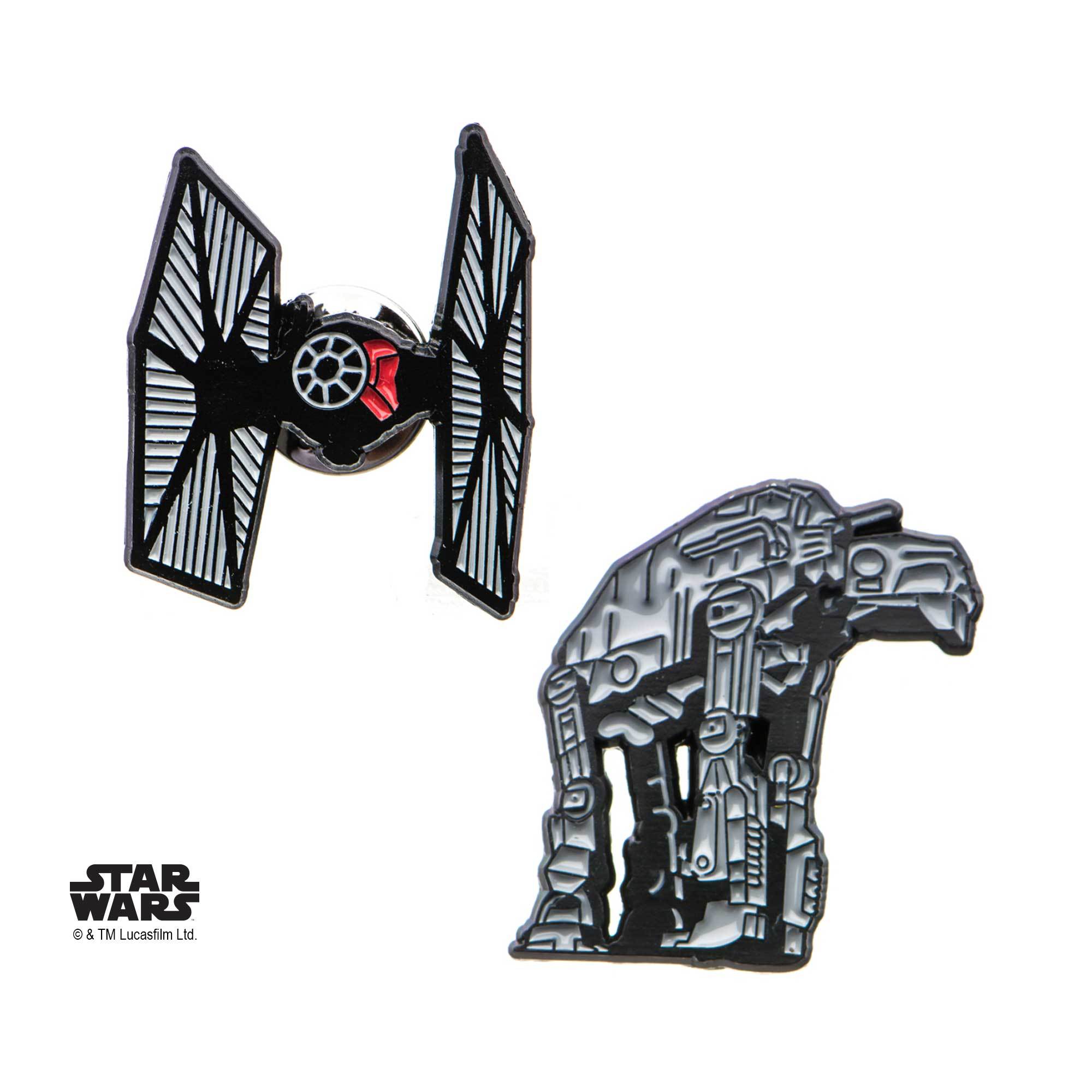 Star Wars Episode 8 Cut Out AT-AT and Tie Fighter Enamel Lapel Pin Set