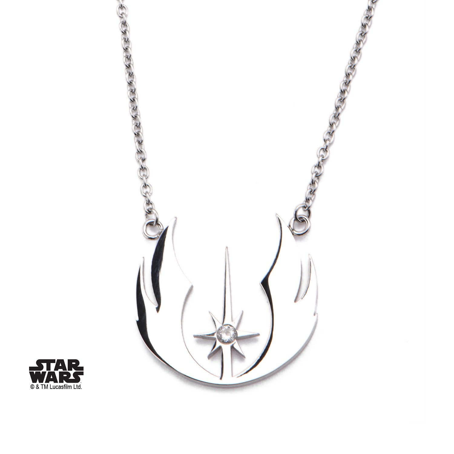 Star Wars Cut Out Jedi Order Symbol with CZ Pendant Necklace