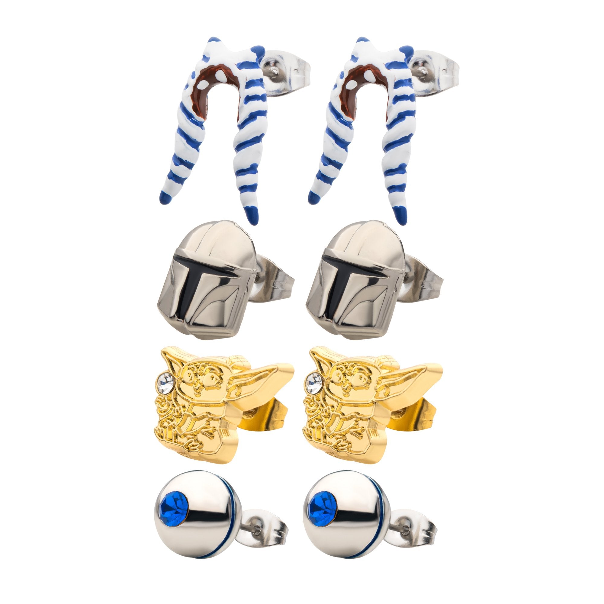 Star Wars The Mandalorian Stud Earrings Set. (4 pairs)