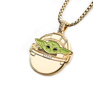 Star Wars: The Mandalorian Grogu (AKA: Baby Yoda/ The Child) Gold Plated Pendant Necklace