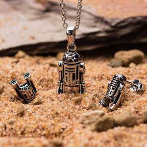 Star Wars 3D R2-D2 Stud Earrings and Pendant Necklace Set
