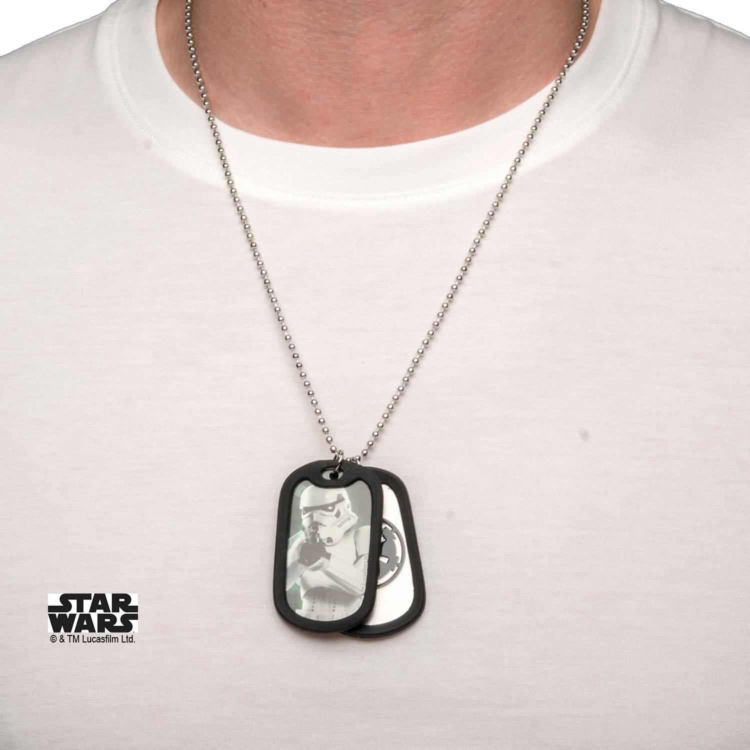 Star Wars Storm Trooper Rubber Silencer Double Dog Tag Pendant Necklace