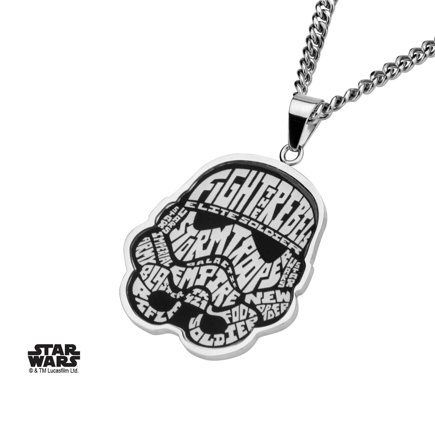 Star Wars Stormtrooper Typography Art Enamel Pendant Necklace