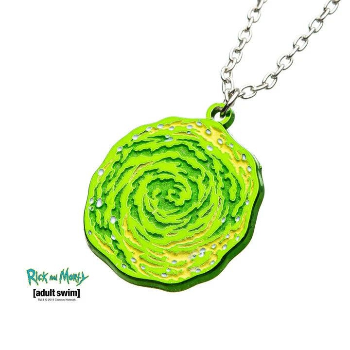 Cartoon Network Rick and Morty Glow in the Dark Portal Enamel Necklace