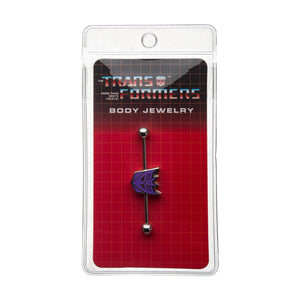 14g Transformers Steel Decepticon Industrial Barbell - Jewelry Brands Shop