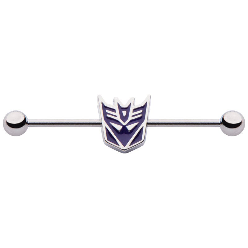 14g Transformers Steel Decepticon Industrial Barbell - Jewelry Brands Shop