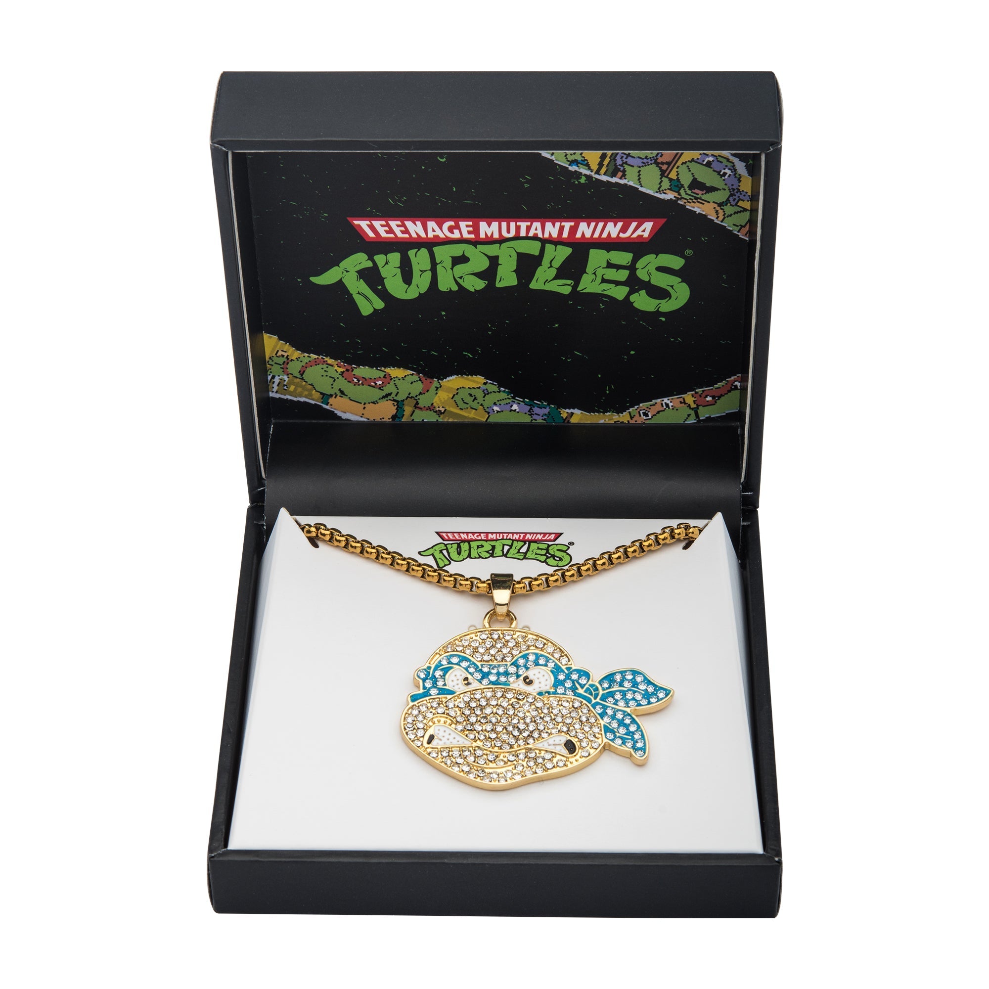 Base Metal Gold Plated Teenage Mutant Ninja Turtles Leonardo Bling Pendant Necklace [COMING SOON] - Jewelry Brands Shop