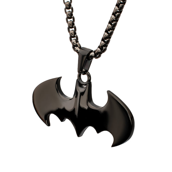 DC Comics Batman Stainless Steel Black IP Pendant Necklace