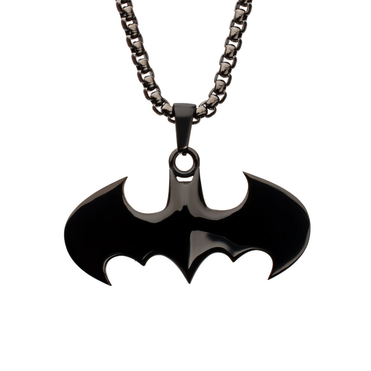 DC Comics Batman Stainless Steel Black IP Pendant Necklace