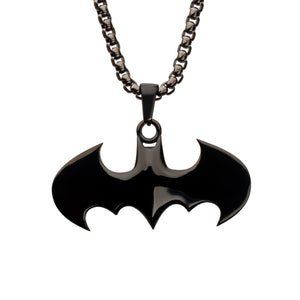 DC Comics Batman Stainless Steel Black IP Pendant Necklace