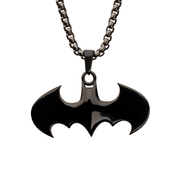 DC Comics Batman Stainless Steel Black IP Pendant Necklace