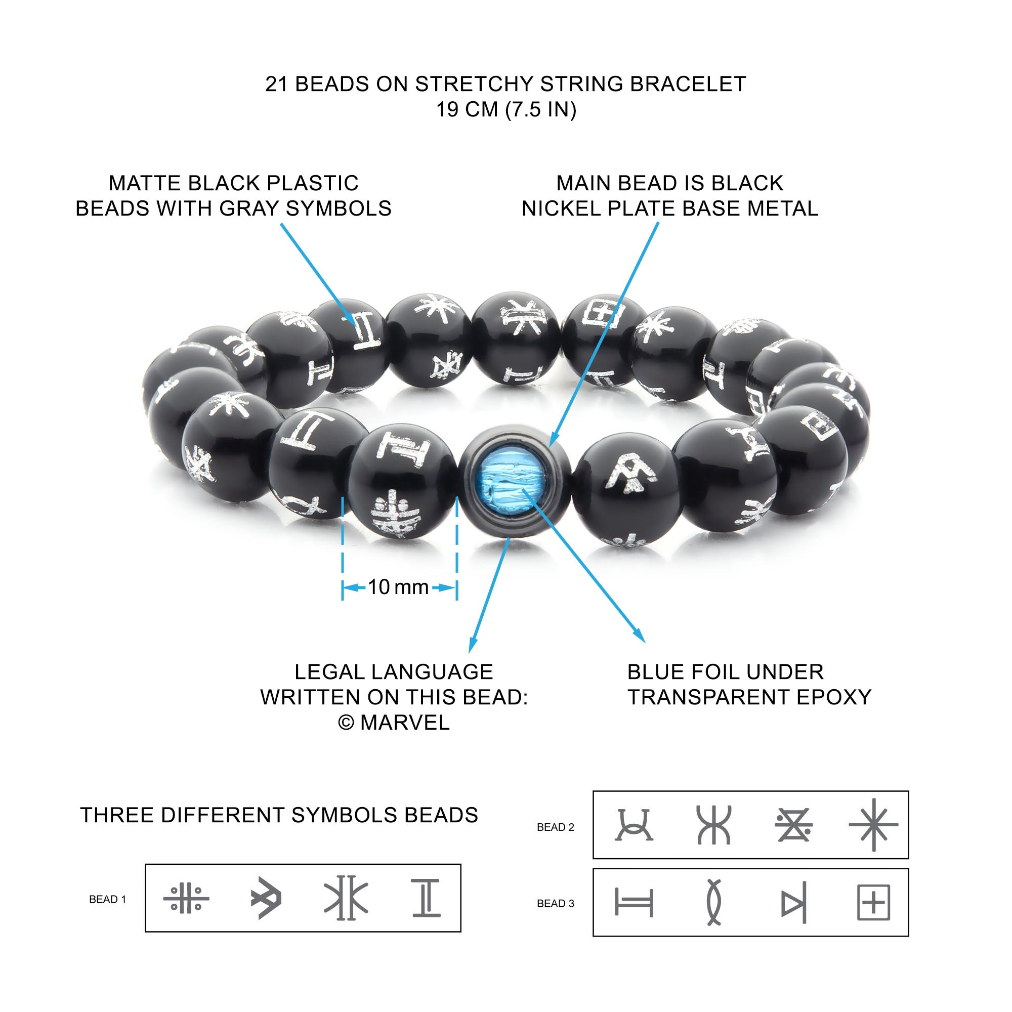 SalesOne International, LLC Marvel Black Panther Kimoyo Bead Bracelet, Blue  | India | Ubuy