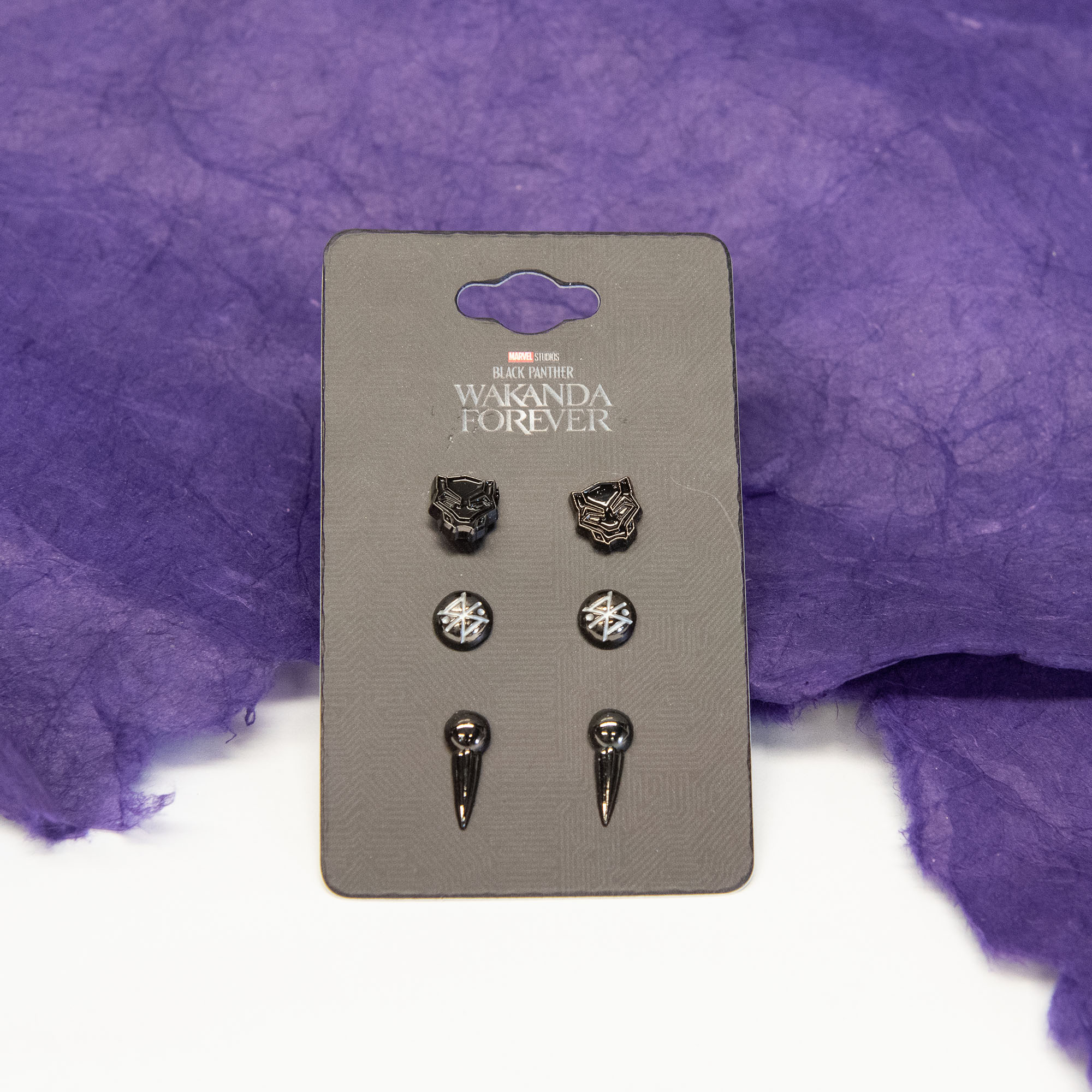 Black Panther: Wakanda Forever Black Plated Symbol Stud Pack - Jewelry Brands Shop