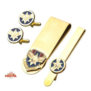 Captain Marvel Cufflinks, Tie bar and Money Clip Set - Jewelry Brands Shop