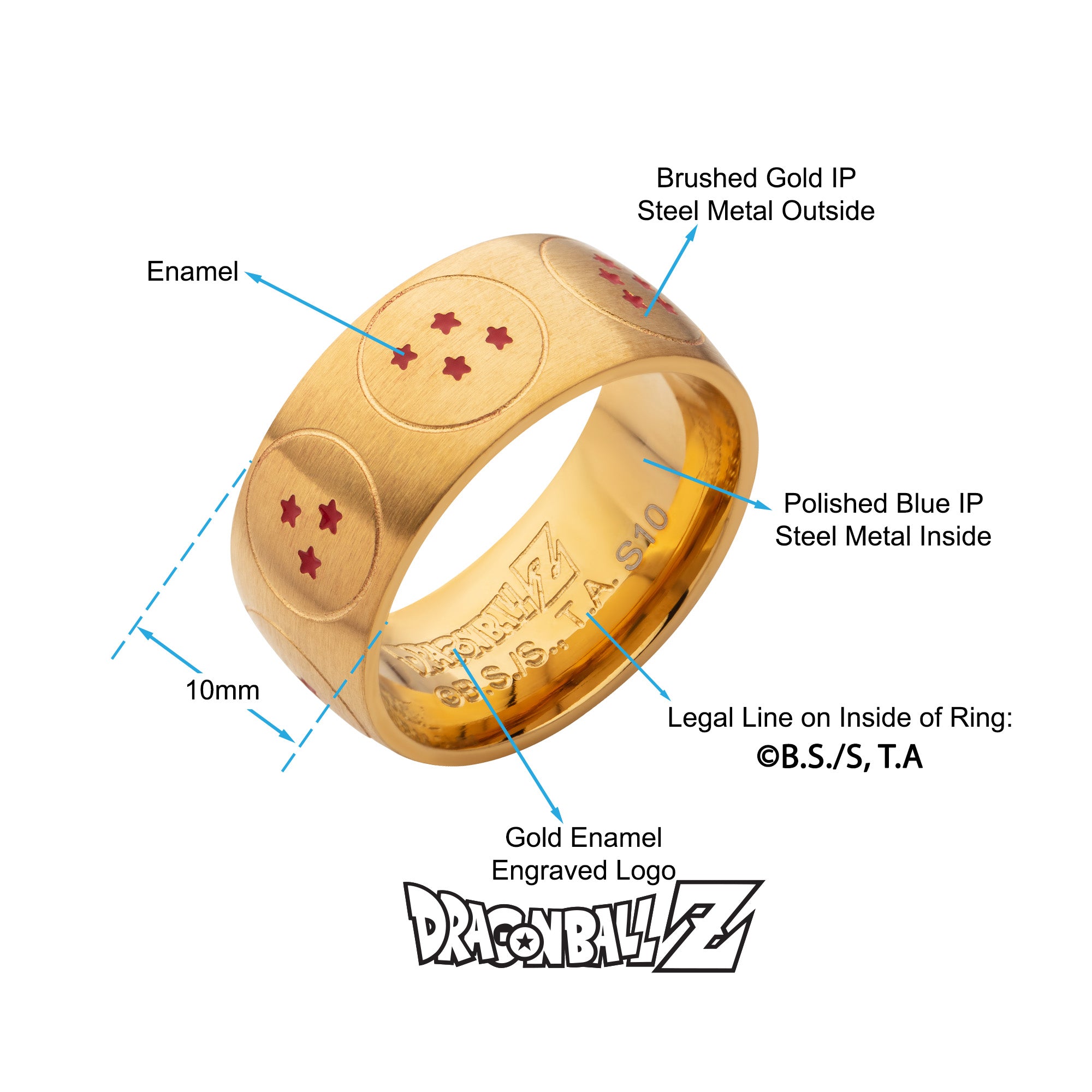 Dragon Ball Z 7 Balls Ring Gold | eBay