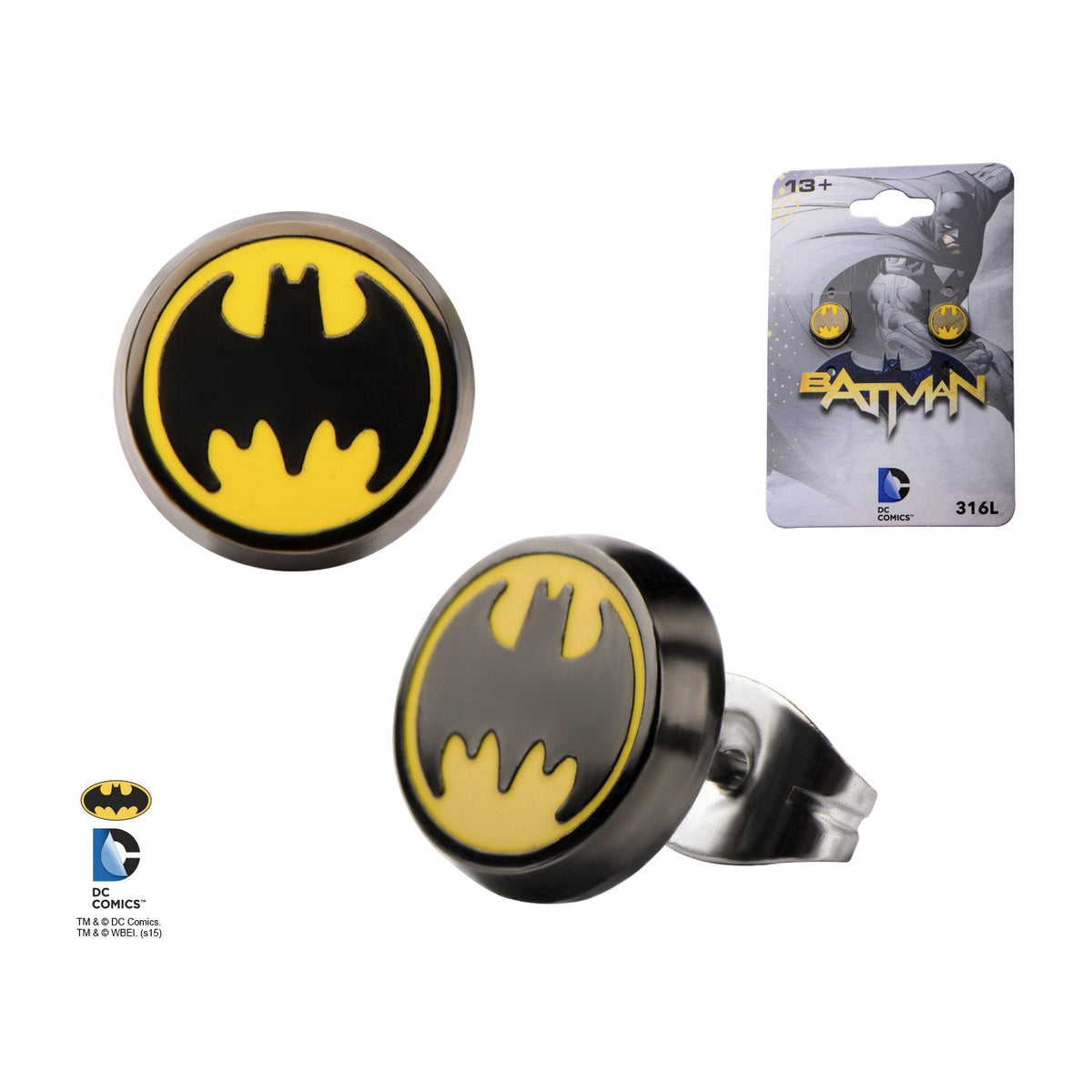 DC Comcis Batman Logo Enamel Stud Earrings