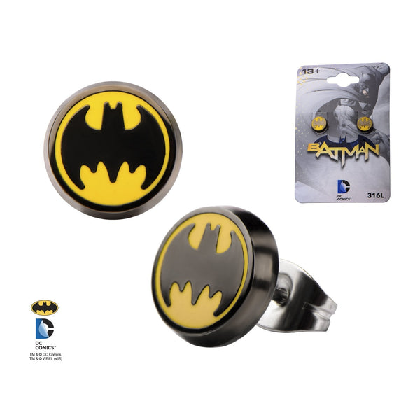 DC Comcis Batman Logo Enamel Stud Earrings