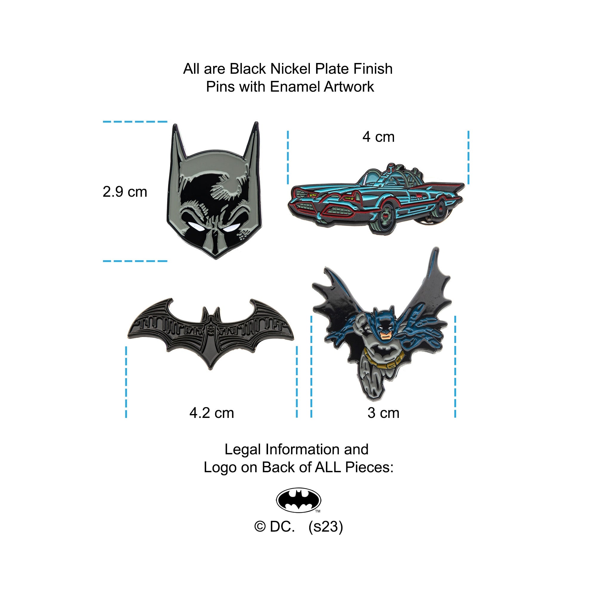 DC Comics Batman Enamel Lapel Pin Set (4pcs) - Jewelry Brands Shop