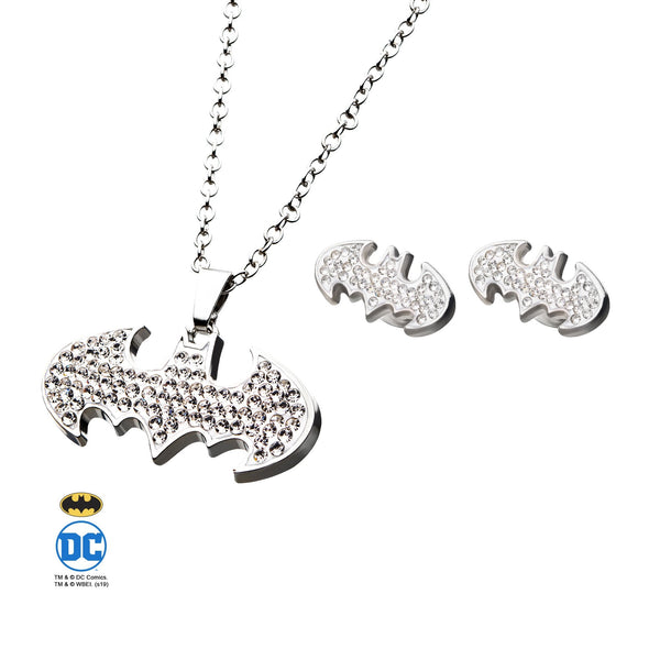 DC Comics Batman Stud Earrings & Pendant Necklace Set